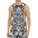 White And Black Maya Calendar Print Men's Muscle Tank Top