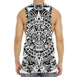 White And Black Maya Calendar Print Men's Muscle Tank Top
