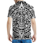 White And Black Maya Calendar Print Men's Polo Shirt