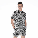 White And Black Maya Calendar Print Men's Rompers