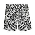 White And Black Maya Calendar Print Men's Athletic Shorts