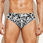 White And Black Maya Calendar Print Men's Swim Briefs