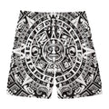 White And Black Maya Calendar Print Men's Swim Trunks