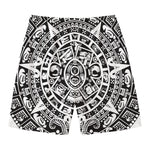 White And Black Maya Calendar Print Men's Swim Trunks