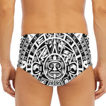 White And Black Maya Calendar Print Men's Triangle Swim Briefs