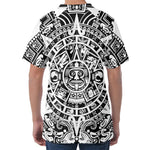 White And Black Maya Calendar Print Men's Velvet T-Shirt