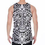 White And Black Maya Calendar Print Men's Velvet Tank Top