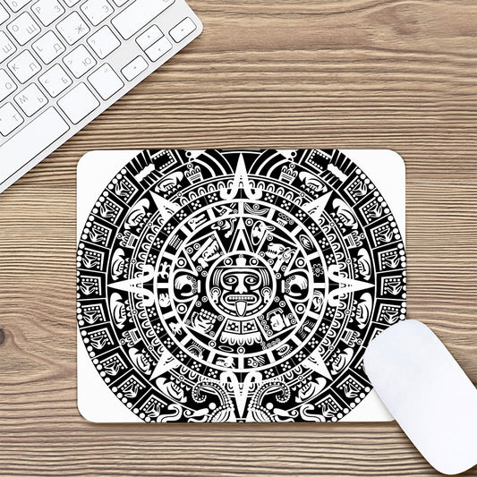 White And Black Maya Calendar Print Mouse Pad