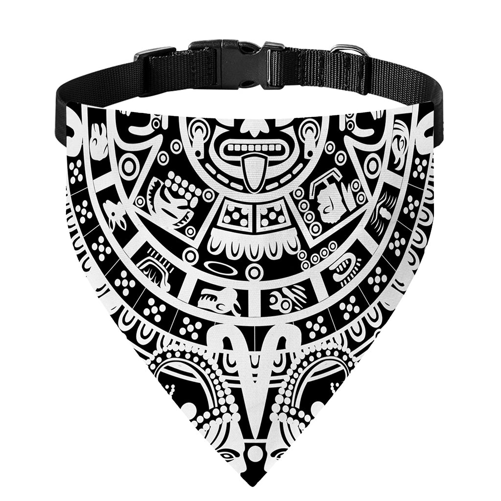 White And Black Maya Calendar Print Over The Collar Dog Bandana