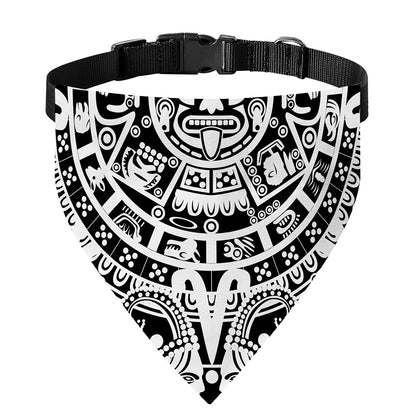 White And Black Maya Calendar Print Over The Collar Dog Bandana