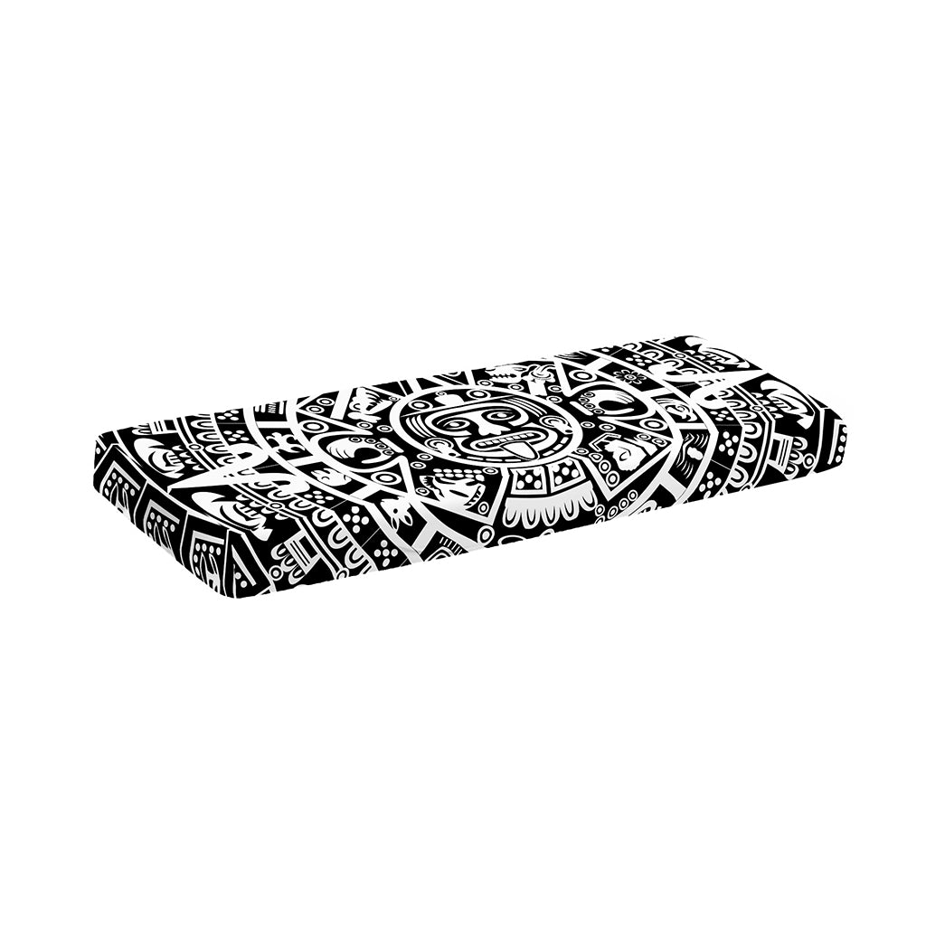 White And Black Maya Calendar Print Piano Keyboard Cover