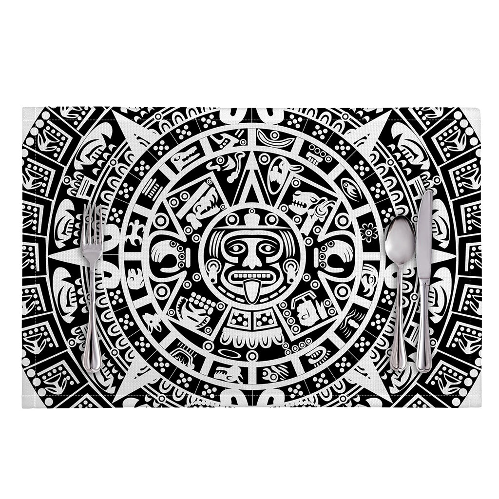 White And Black Maya Calendar Print Placemat
