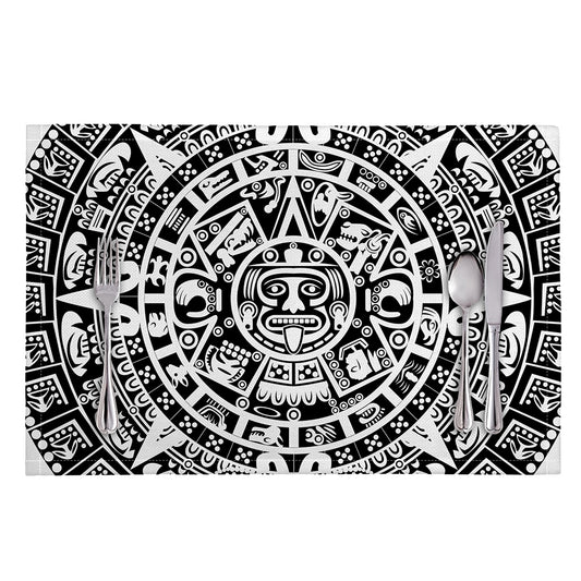 White And Black Maya Calendar Print Placemat