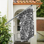 White And Black Maya Calendar Print Polyester Flag