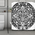 White And Black Maya Calendar Print Polyester Shower Curtain