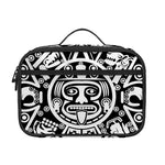 White And Black Maya Calendar Print Portable Lunch Bag