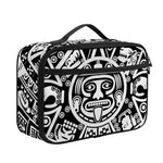White And Black Maya Calendar Print Portable Lunch Bag