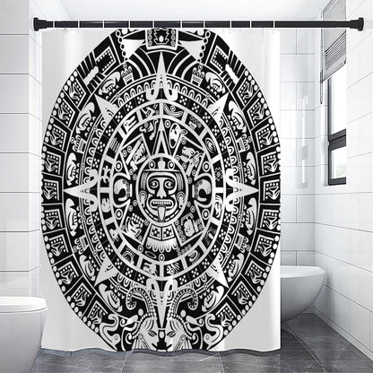 White And Black Maya Calendar Print Premium Shower Curtain