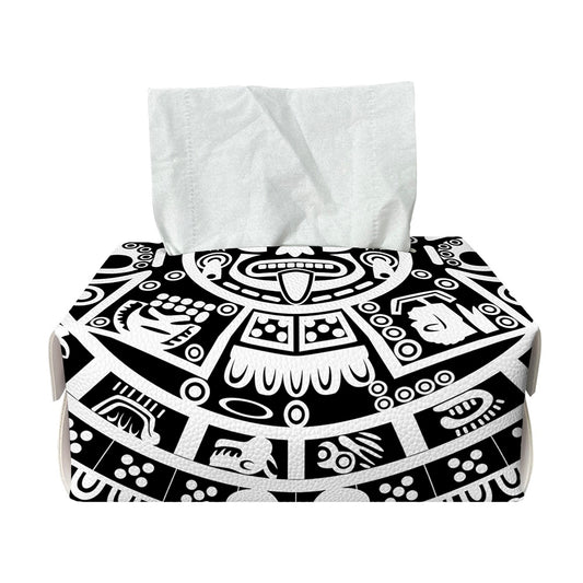White And Black Maya Calendar Print Rectangle Tissue Box Cover