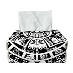 White And Black Maya Calendar Print Rectangle Tissue Box Cover