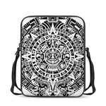 White And Black Maya Calendar Print Rectangular Crossbody Bag