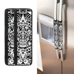 White And Black Maya Calendar Print Refrigerator Handle Covers