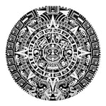 White And Black Maya Calendar Print Round Blanket