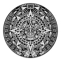 White And Black Maya Calendar Print Round Floor Mat