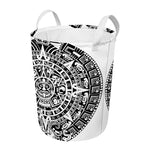 White And Black Maya Calendar Print Round Laundry Basket