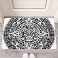 White And Black Maya Calendar Print Rubber Doormat