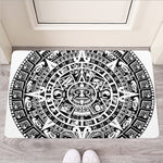 White And Black Maya Calendar Print Rubber Doormat
