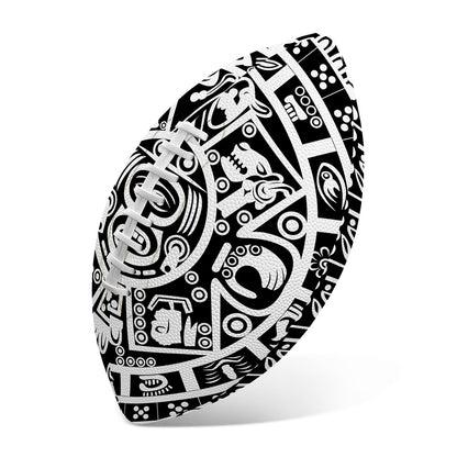 White And Black Maya Calendar Print Rugby Ball