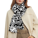 White And Black Maya Calendar Print Scarf