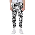 White And Black Maya Calendar Print Joggers