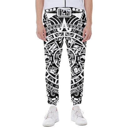 White And Black Maya Calendar Print Scuba Joggers