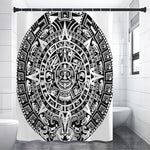 White And Black Maya Calendar Print Shower Curtain