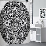 White And Black Maya Calendar Print Shower Curtain