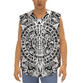 White And Black Maya Calendar Print Sleeveless Baseball Jersey