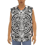 White And Black Maya Calendar Print Sleeveless Baseball Jersey