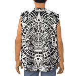 White And Black Maya Calendar Print Sleeveless Baseball Jersey