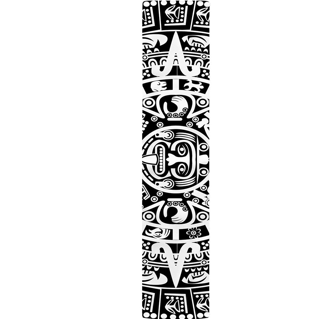 White And Black Maya Calendar Print Table Runner