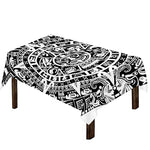 White And Black Maya Calendar Print Tablecloth