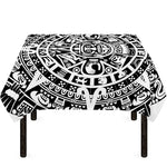 White And Black Maya Calendar Print Tablecloth