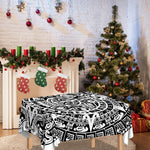 White And Black Maya Calendar Print Tablecloth