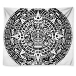 White And Black Maya Calendar Print Tapestry