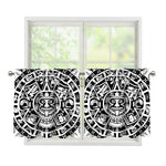 White And Black Maya Calendar Print Tier Curtains