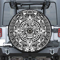 White And Black Maya Calendar Print Tire Cover With Camera Hole