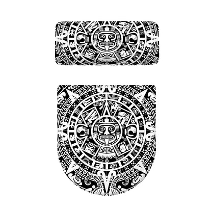 White And Black Maya Calendar Print Toilet Lid And Tank Cover Set