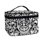 White And Black Maya Calendar Print Travel Makeup Bag