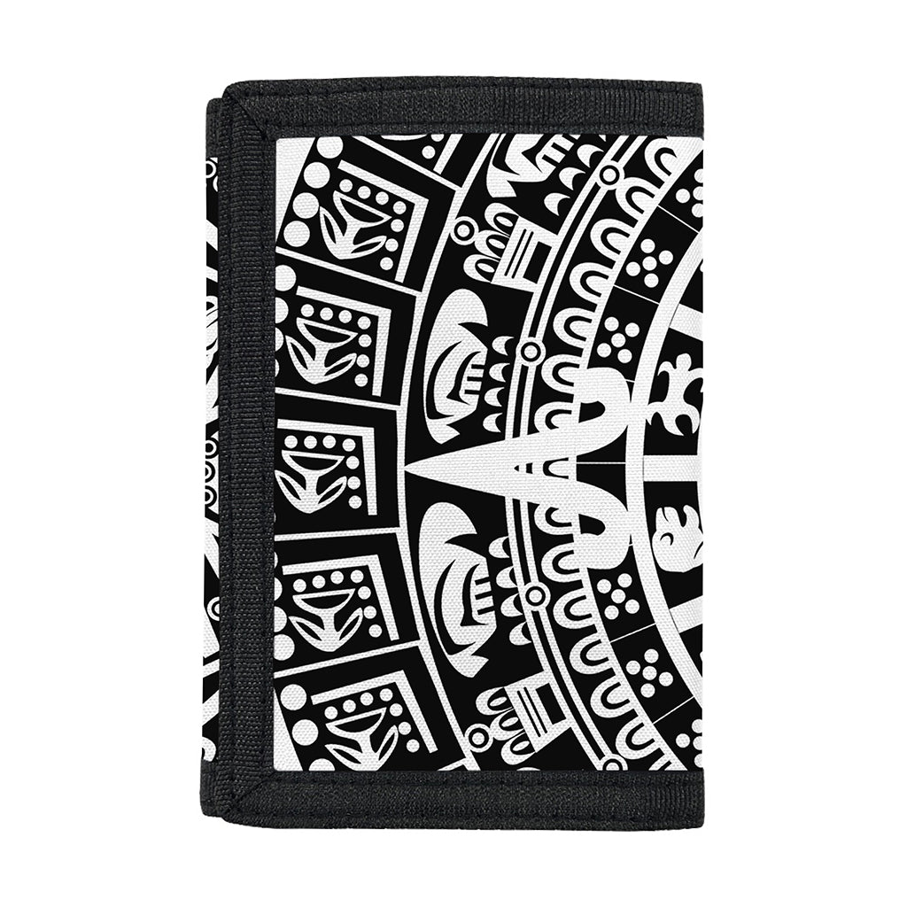 White And Black Maya Calendar Print Trifold Wallet
